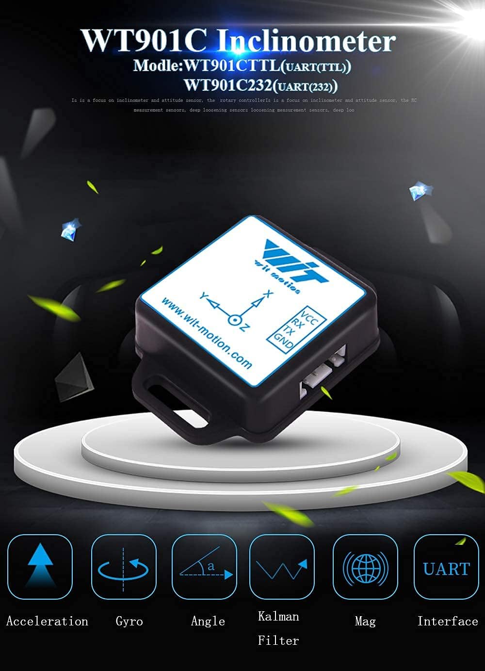 Witmotion WT901C-232 9-Axis Vibration Inclinometer